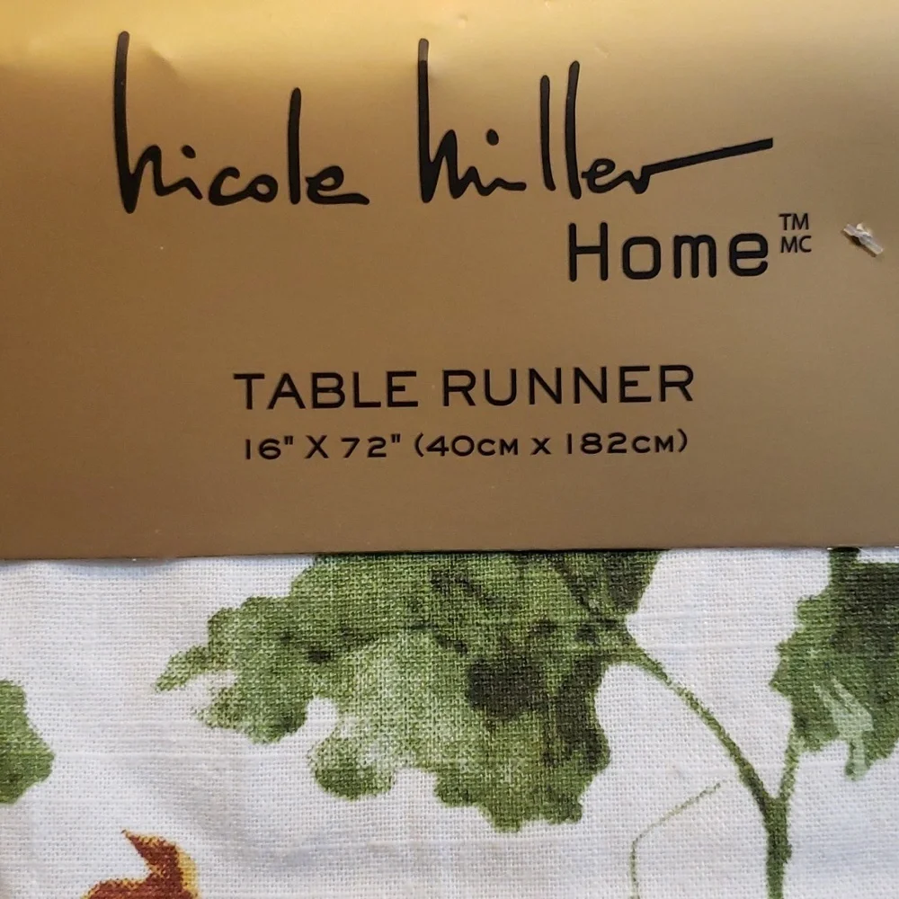 Nicole Miller Home NWT 72 x 16 Small Beaded Pumpkins with Fringe Table Runner